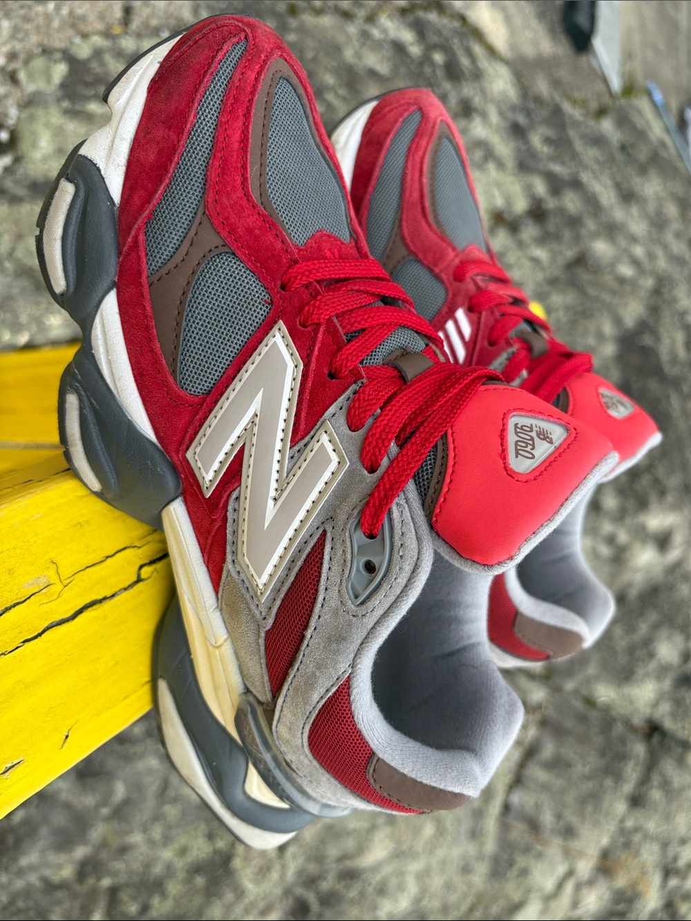 New Balance Kids Red and Gray 9060 Sneaker Pair - Picture 2 of 8